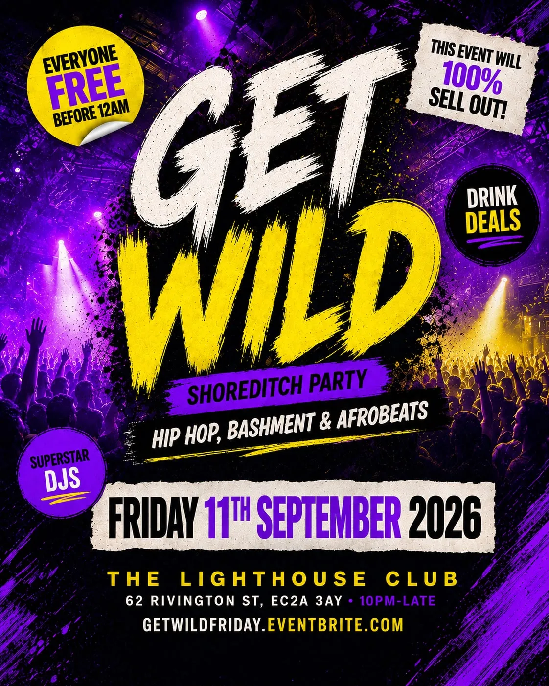 Get Wild Shoreditch Party - Everyone Free Before 12AM at The Lighthouse Bar and Club