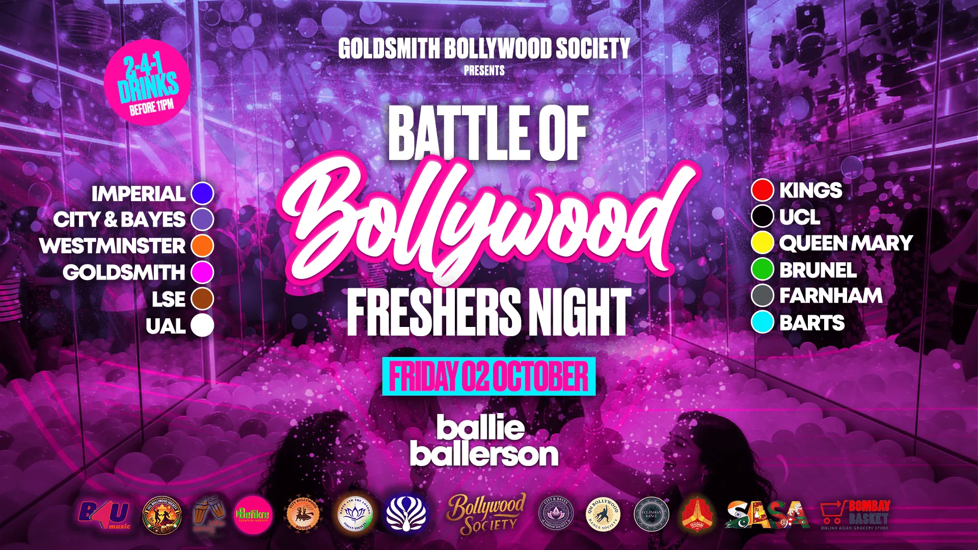 Goldsmith Bollywood Society presents BATTLE OF BOLLYWOOD (The Official London Universities Freshers Clash) @BallieBallerson [TRENDING🔥] at Ballie Ballerson London
