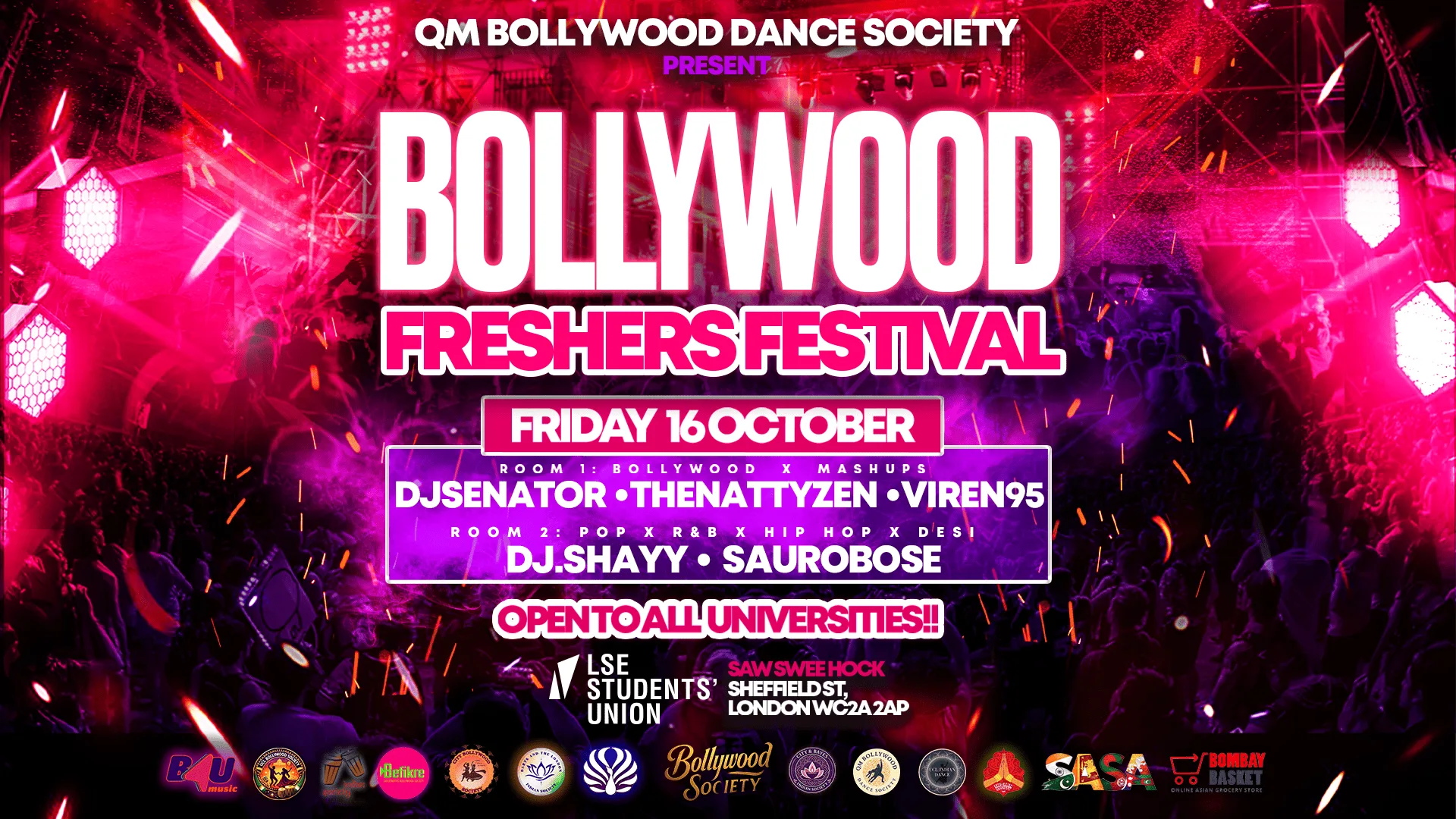 QM Bollywood Dance Society presents Bollywood Freshers Festival (London's Official Bollywood Student Festival) - Friday 16 October at LSE Students' Union