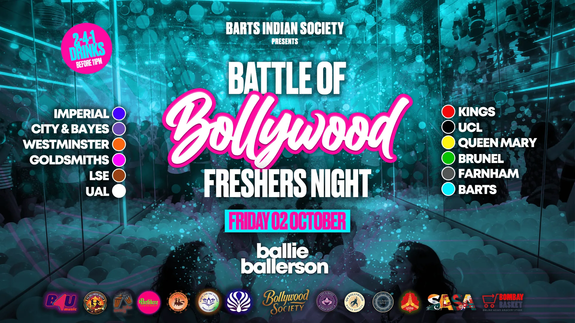 Barts Indian Society presents BATTLE OF BOLLYWOOD (The Official London Universities Freshers Clash) @BallieBallerson [TRENDING🔥] at Ballie Ballerson London