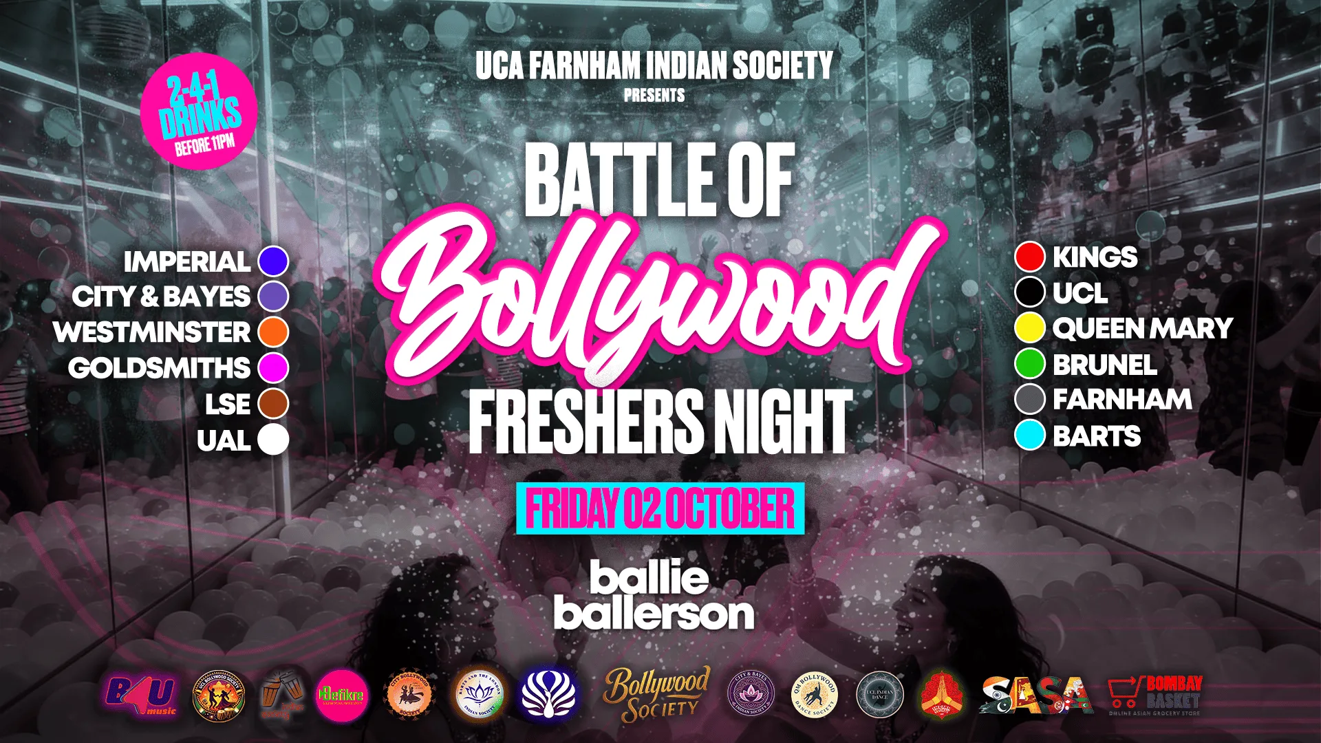 UCA Farnham Indian Society presents BATTLE OF BOLLYWOOD (The Official London Universities Freshers Clash) @BallieBallerson [TRENDING🔥] at Ballie Ballerson London