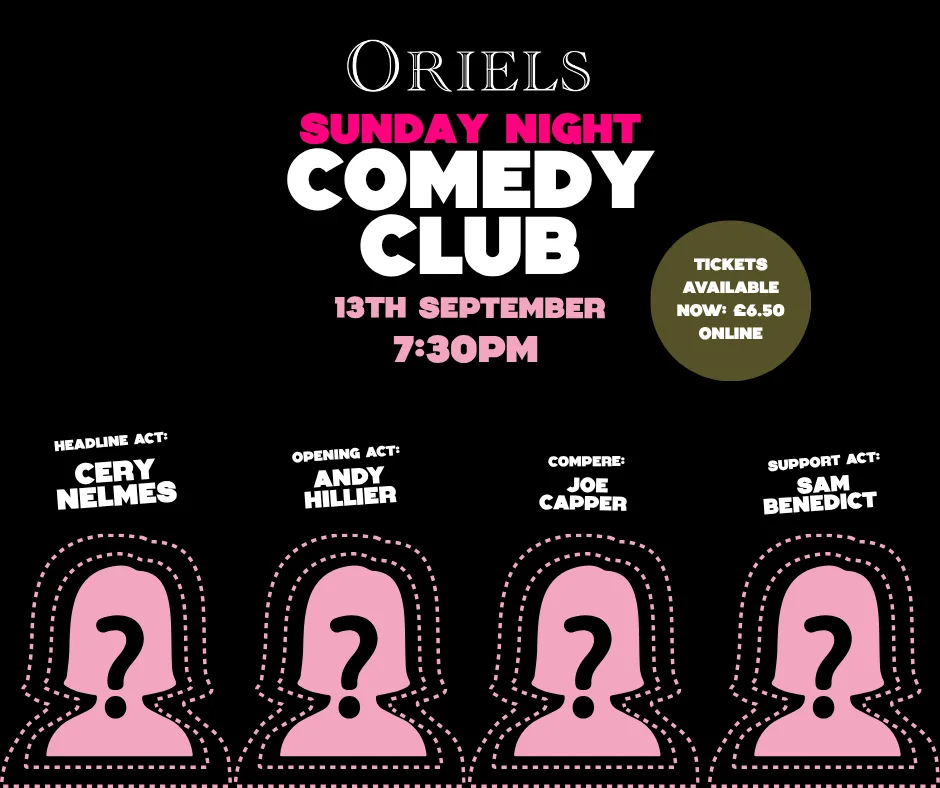 SUNDAY NIGHT COMEDY CLUB at Oriels Exeter