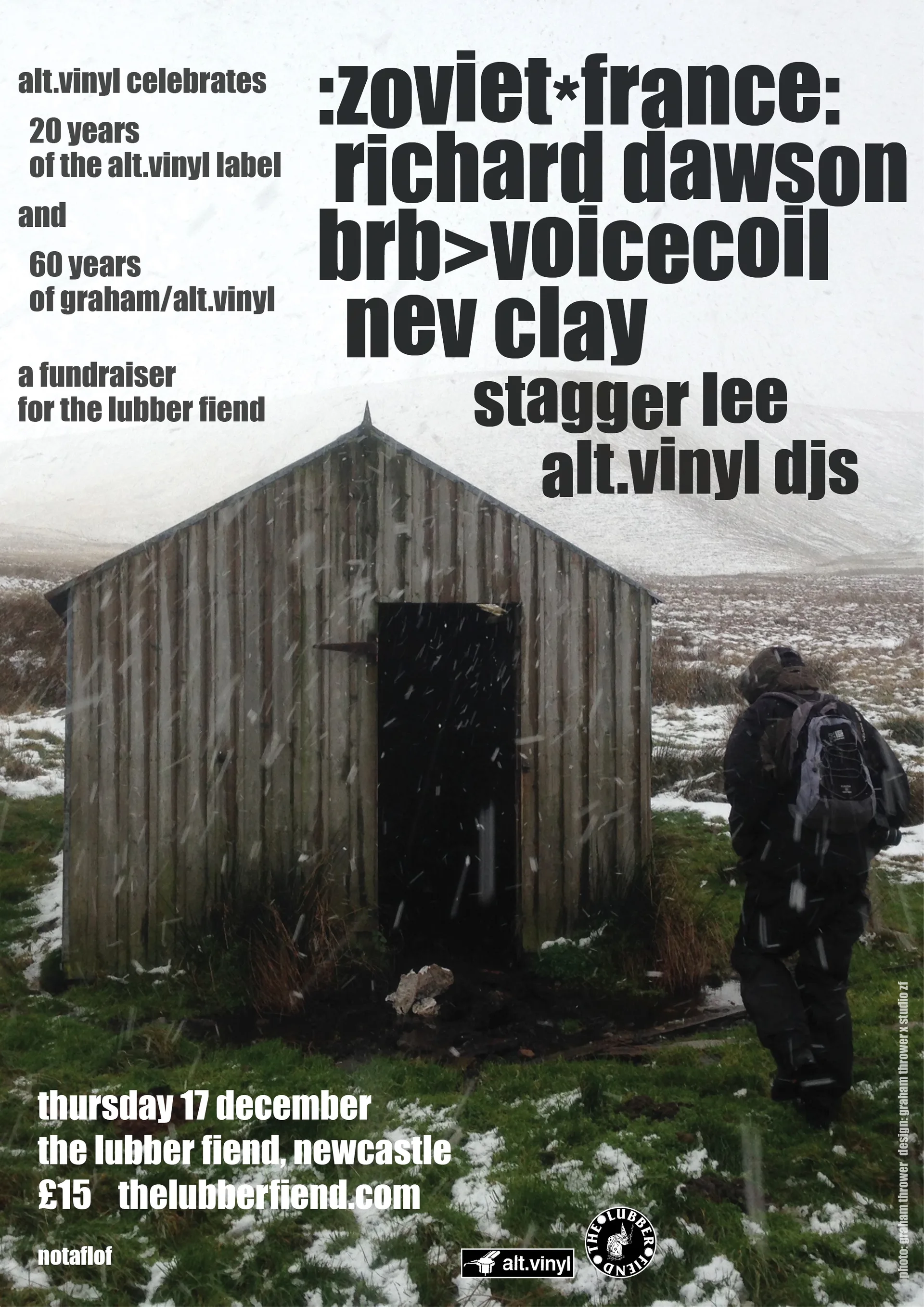 Alt Vinyl 20 Years Celebration - :Zoviet*France, Richard Dawson, brb voicecoil  and Nev Clay with Stagger Lee, Jazzfinger and Alt Vinyl DJs at The Lubber Fiend