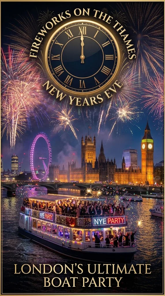 Fireworks on the Thames 2026/27 - The ultimate New Years Eve Boat party - best prices at Westminster Millennium Pier