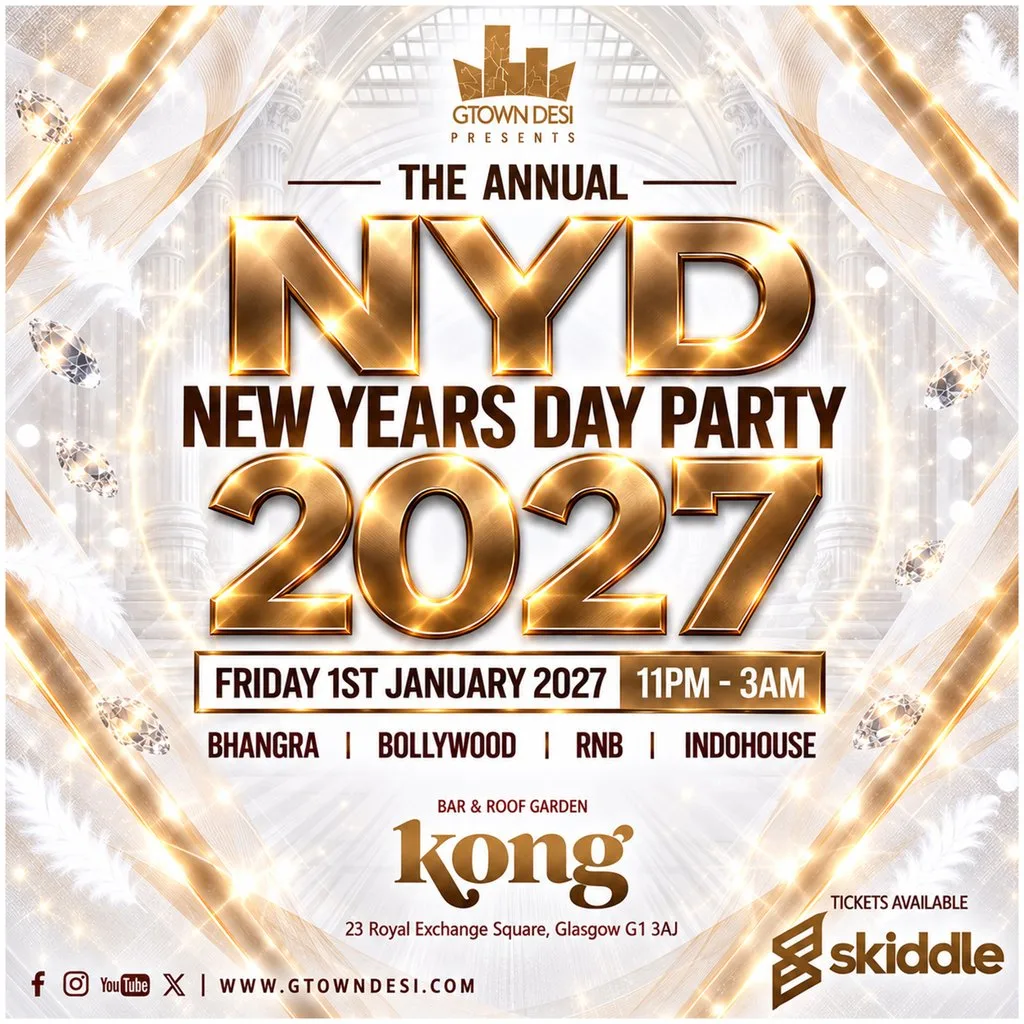 New Years Day Party 2027 with Gtown Desi at KONG Glasgow