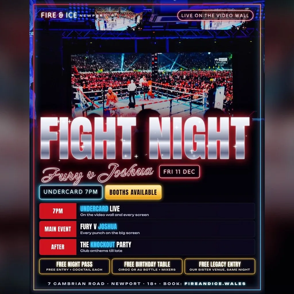 Fight Night: Fury v Joshua + Knockout Party at Fire And Ice Newport
