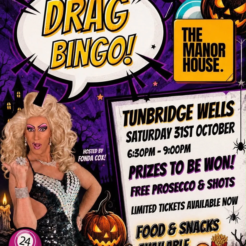 Halloween Fonda Cox Drag Bingo Tunbridge Wells at The Manor House Tunbridge Wells