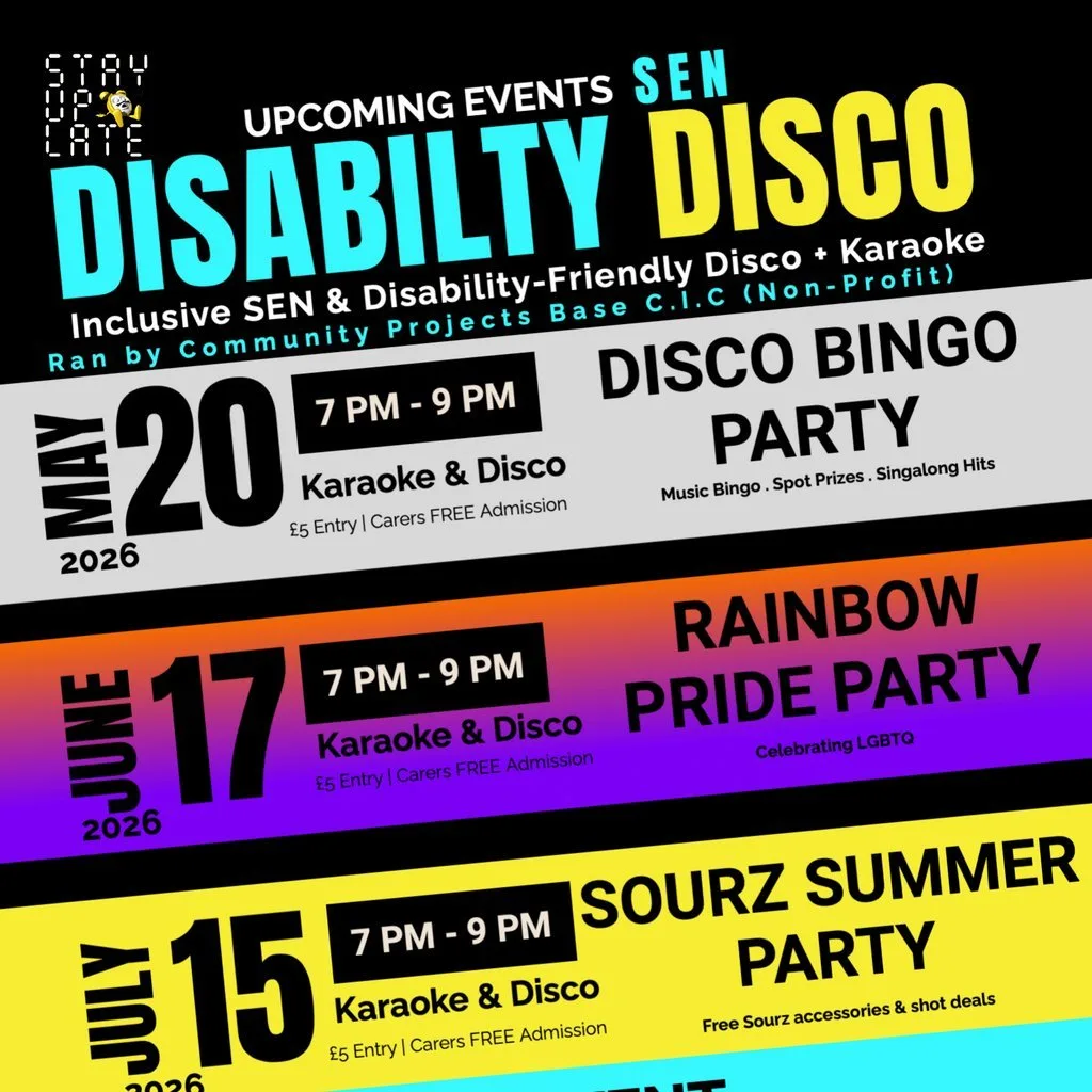 Adults SEN Disability Disco & Karaoke | Stay Up Late at Palm Beach