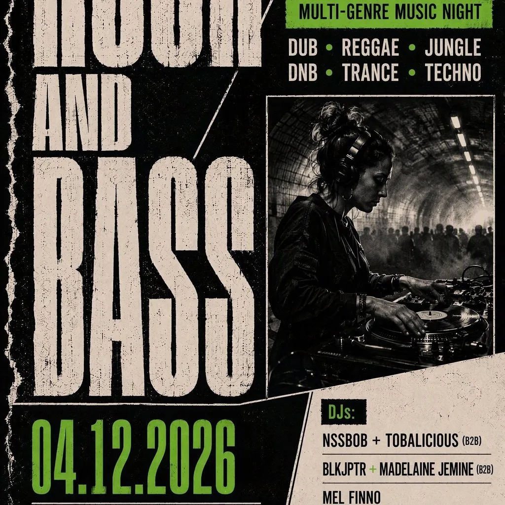 Hush & Bass - Jungle/Dub/DnB/Reggae/Techno/Trance at Heebies Tunnel