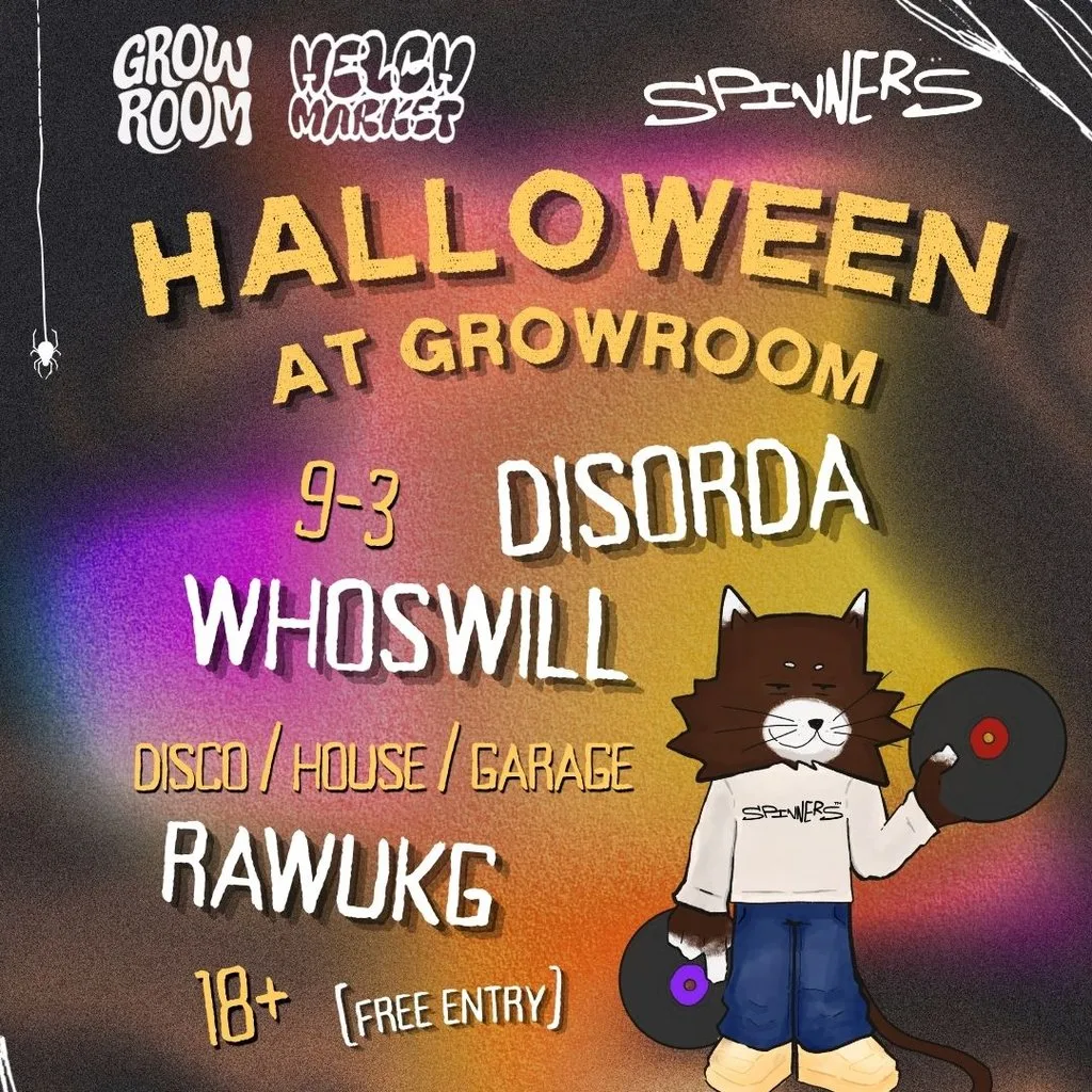 Spinners Present [FREE] Halloween Party at GrowRoom at Helch Market Winchester