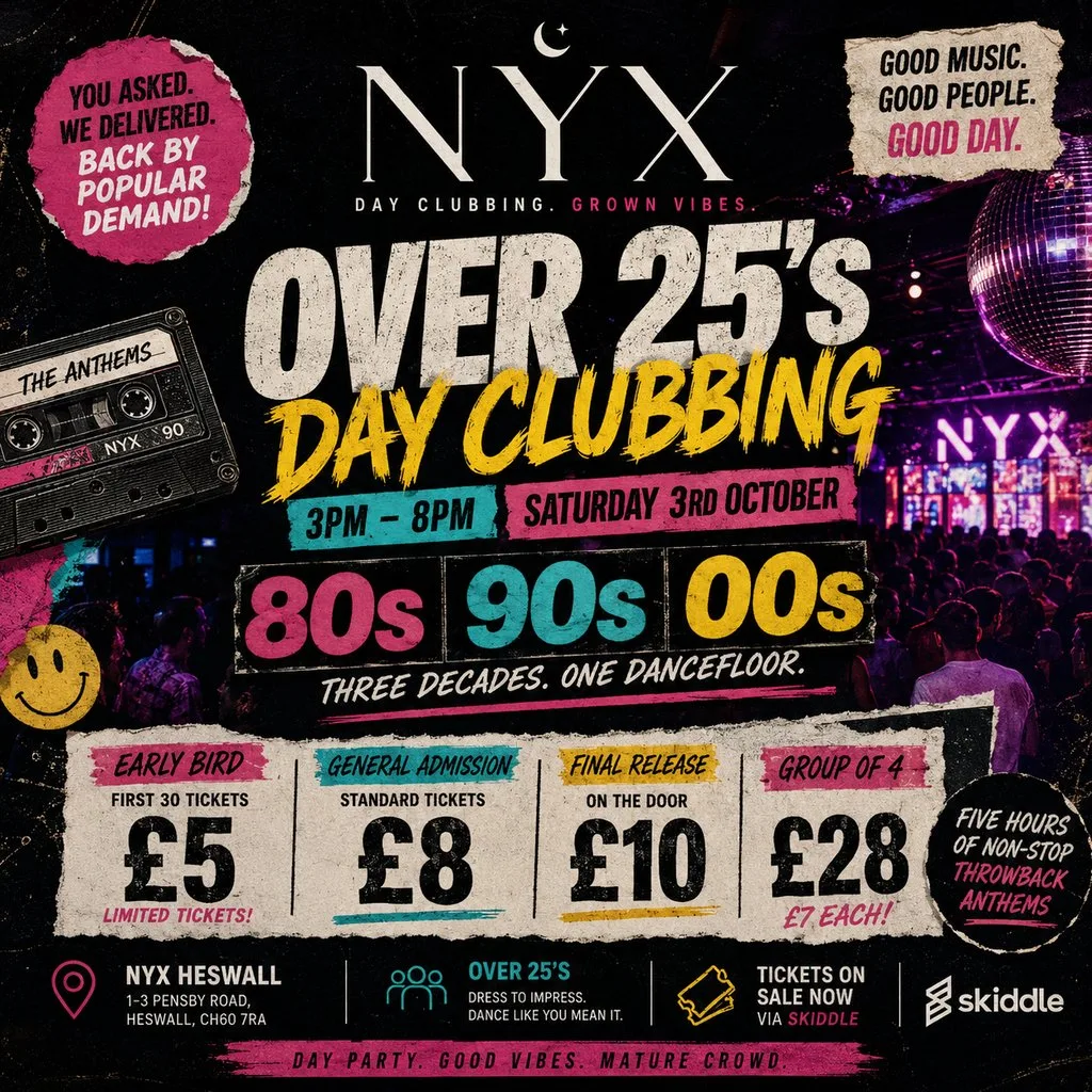 Over 25's Day Clubbing - 80s, 90s & 00s
