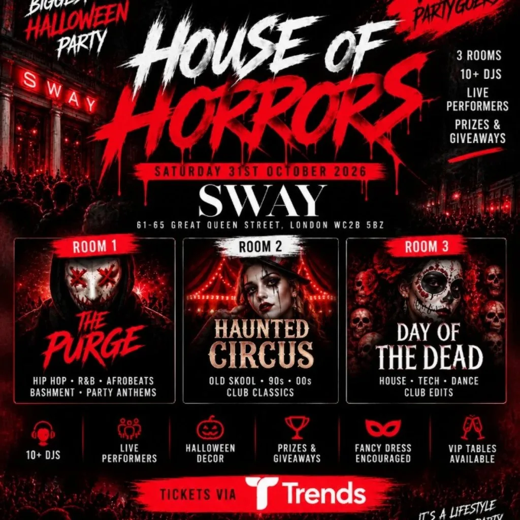 HOUSE OF HORRORS 3-Room Halloween Indoor Festival Saturday 31st