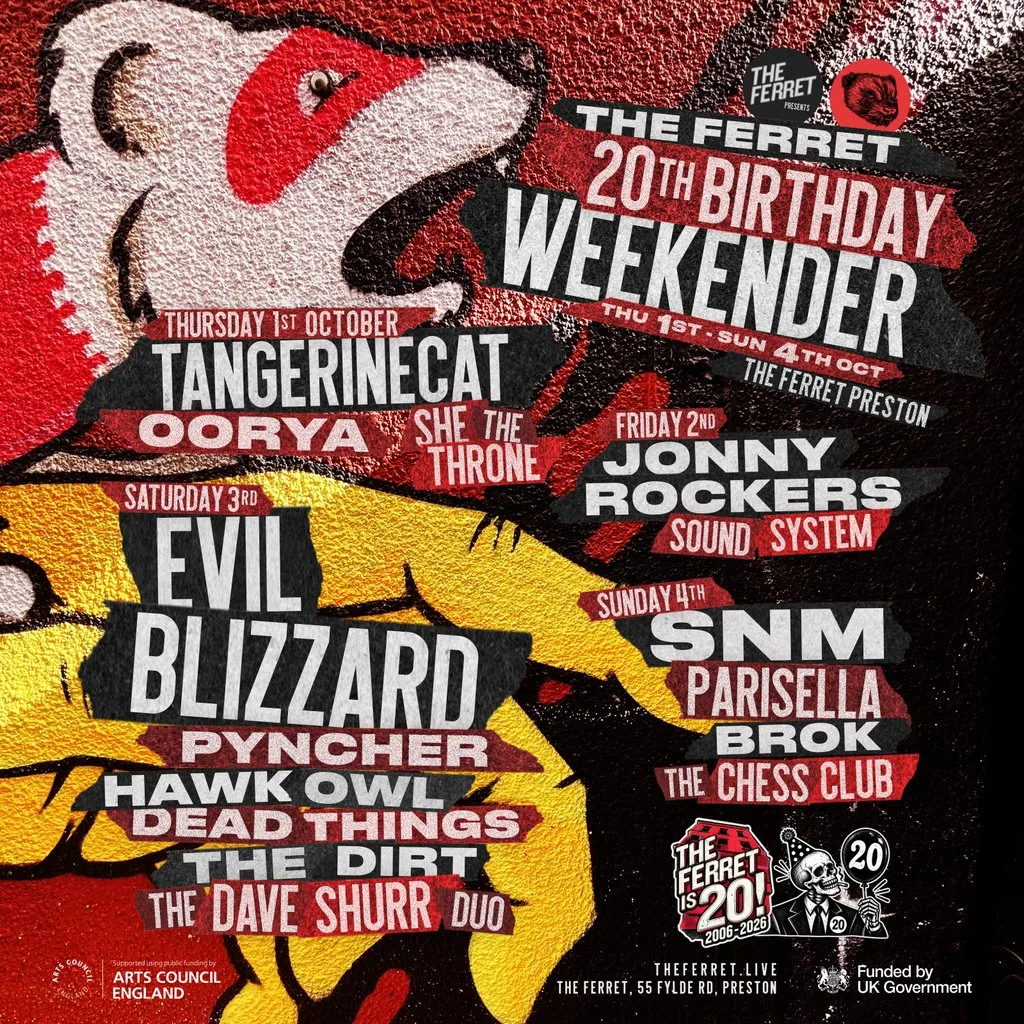The Ferret 20th Weekender ft Evil Blizzard, tAngerinecAt & more at The Ferret