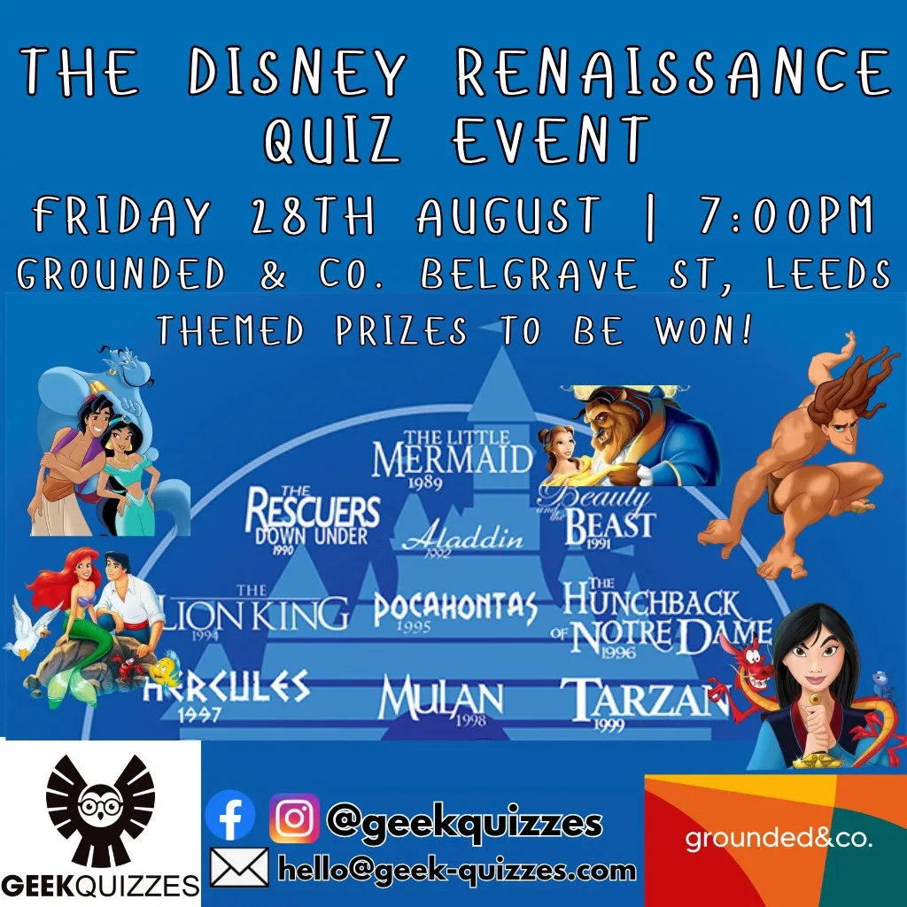 The Disney Renaissance Quiz Event at Grounded And Co
