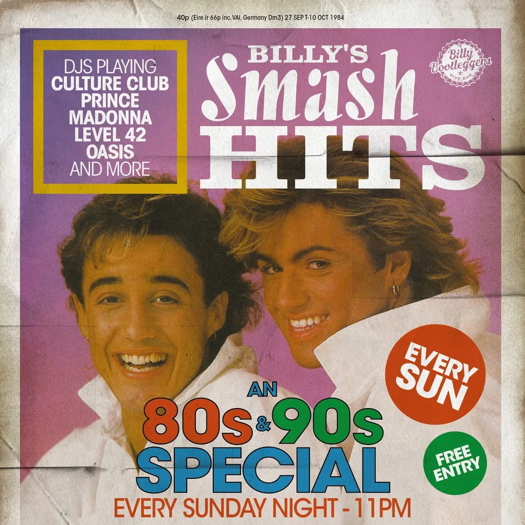 BILLY'S SMASH HITS - Every Sunday Night at Billy Bootleggers Nottingham