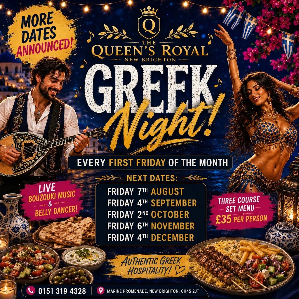 GREEK NIGHT| Live Bouzouki, Belly Dancer & 3-Course Greek Feast at The Queen's Royal