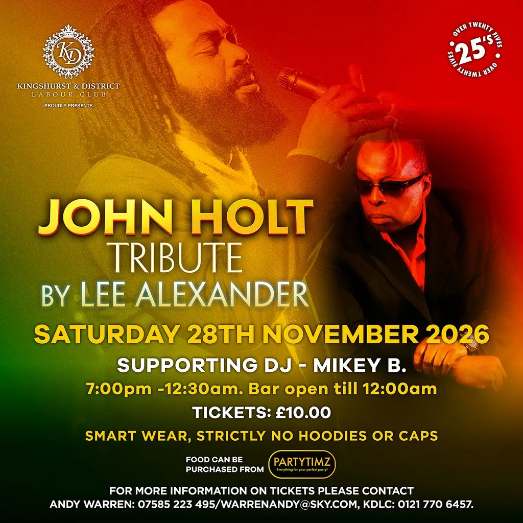 John Holt Tribute by Lee Alexander at Kingshurst Labour Club