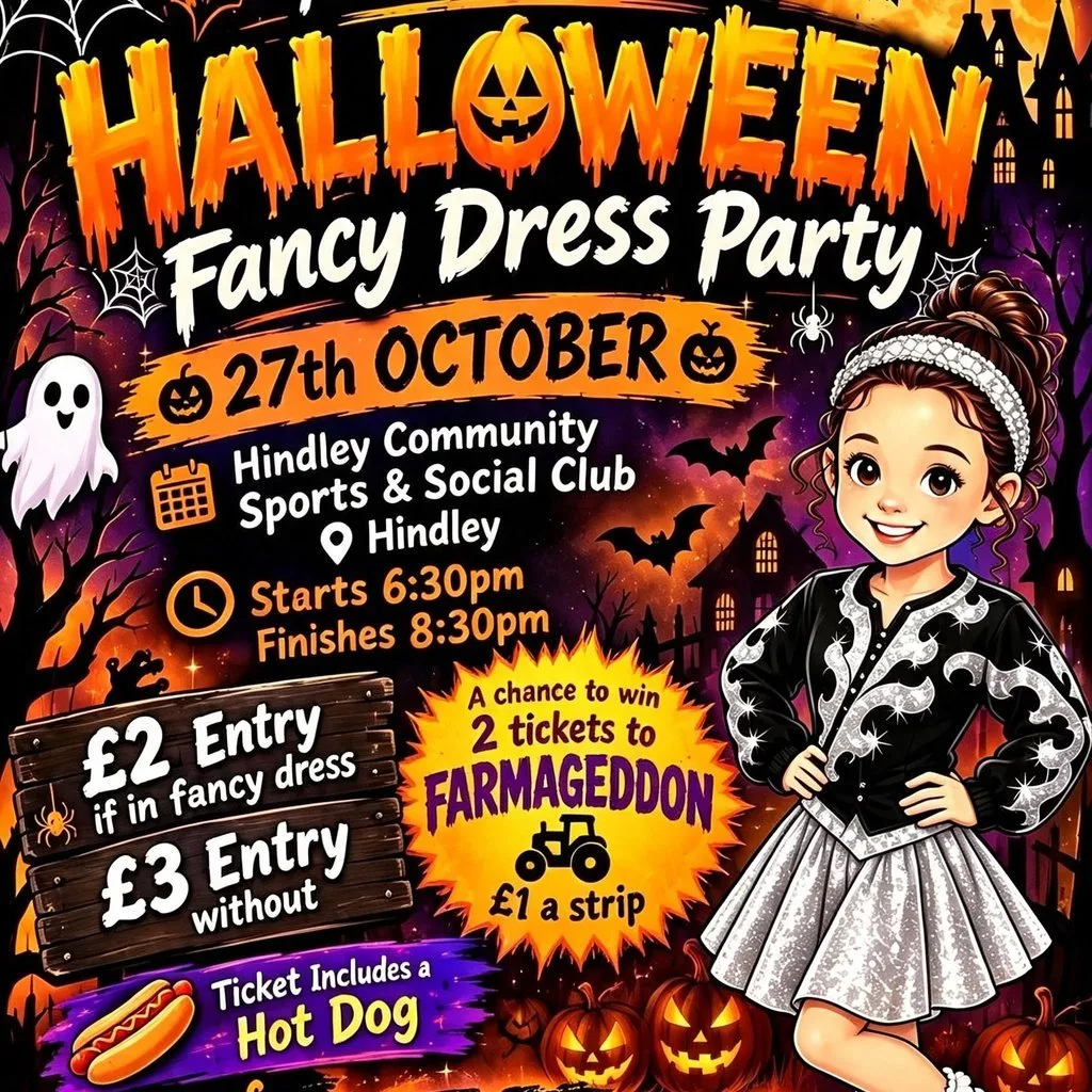 Halloween Party 27th October 6.30pm at Hindley Community Sports And Social Club
