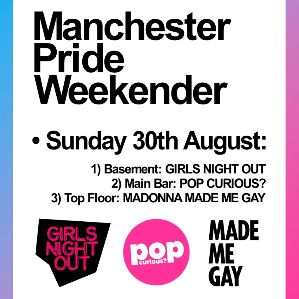 MCR Pride 3 room pop party (Sun 30th Aug) @ Joshua Brooks at Joshua Brooks