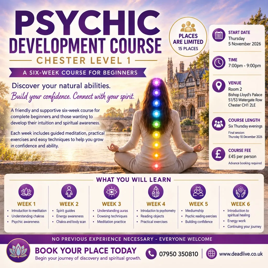Psychic Development Course Chester November 2026 at Bishop Lloyd's Palace