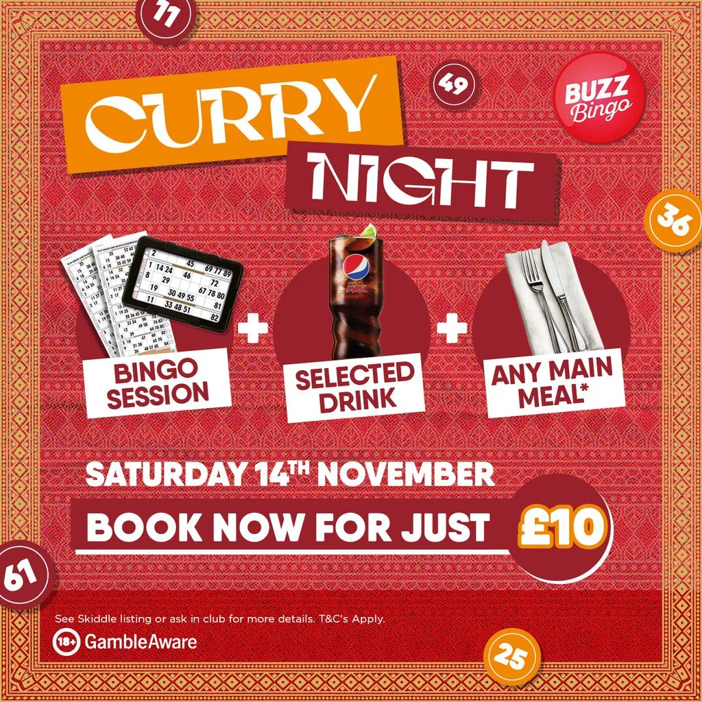 Curry Night 14/11 - Buzz Bingo Irvine at Buzz Bingo Irvine