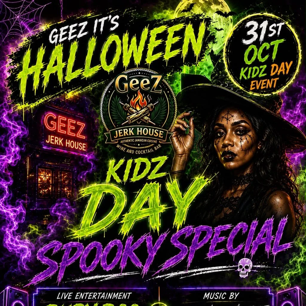 Family halloween rave at Geez Jerk House