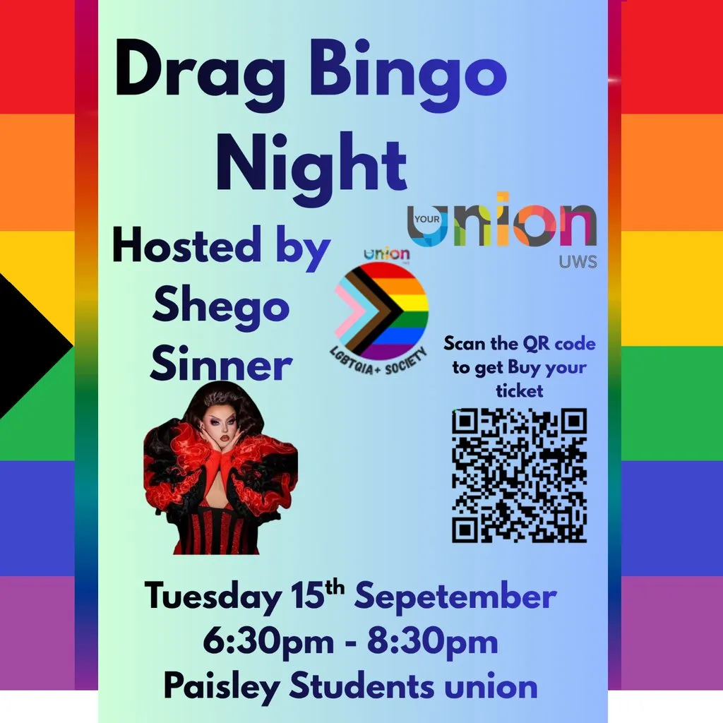 Drag Bingo Feat. Shego Sinner at Student Union UWS Paisley