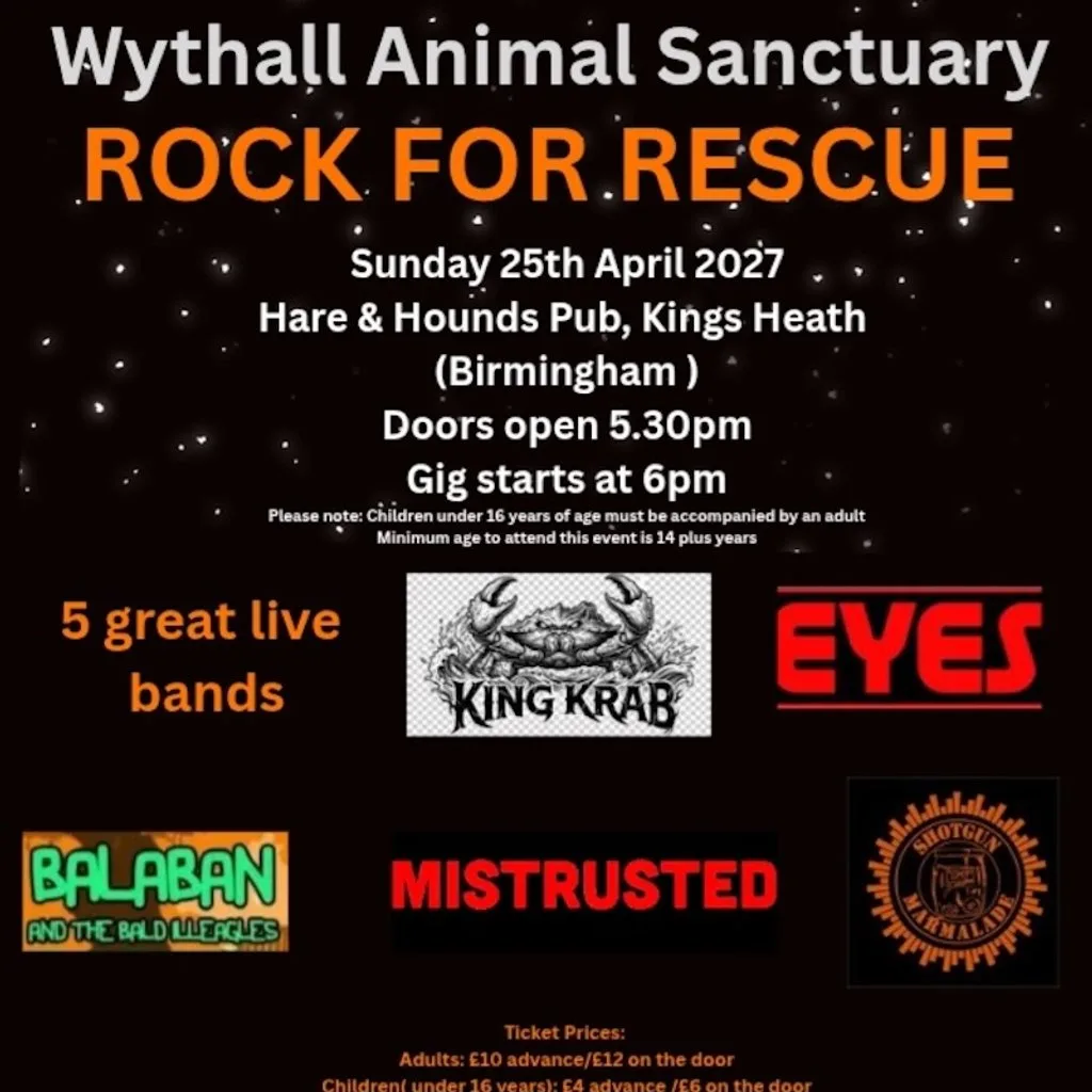 Rock For Rescue - Wythall Animal Sanctuary Fundraiser at Hare And Hounds Kings Heath