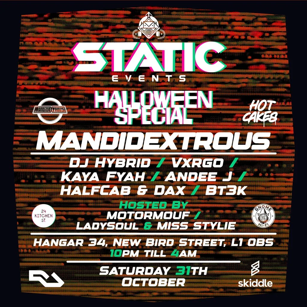 Static Events Presents:- Mandidextrous + DJ Hybrid, Vxrgo & More