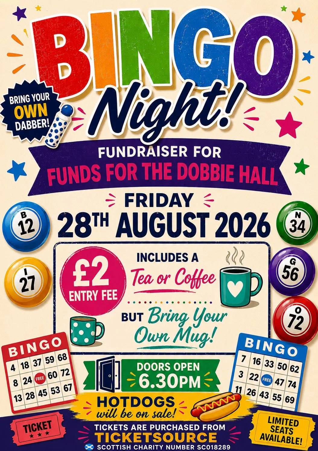 Dobbie Hall Trust Fundraising Bingo Night at Dobbie Hall