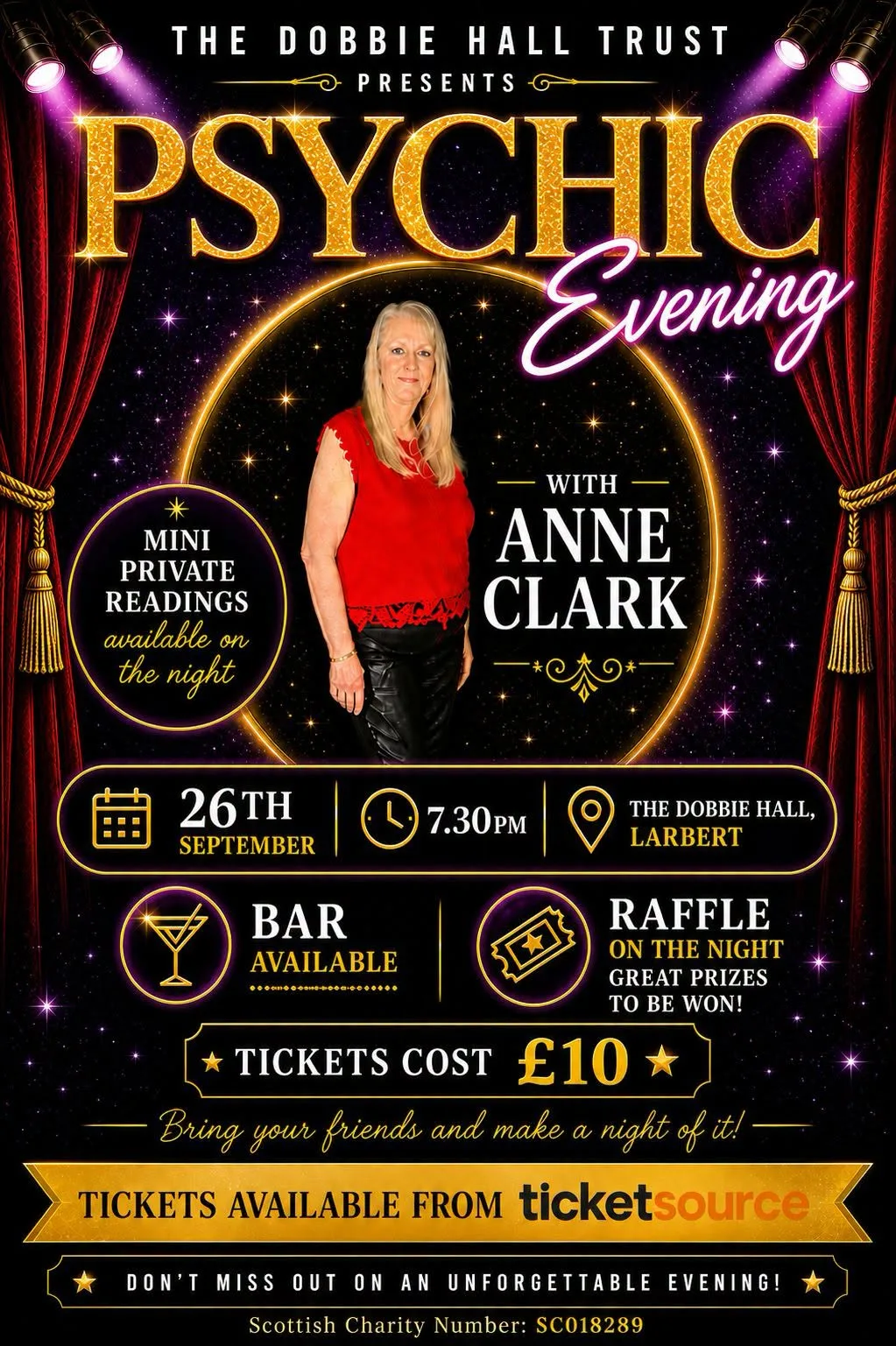Psychic Evening with Anne Clark fundraising event for The Dobbie Hall