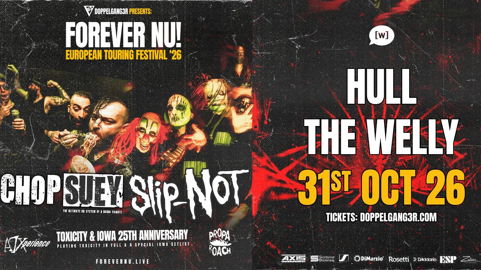 FOREVER NU - 25th anniversary of Toxicity & Iowa special! Chop Suey, Slip-Not, A7Xperience, Propa Roach at The Welly