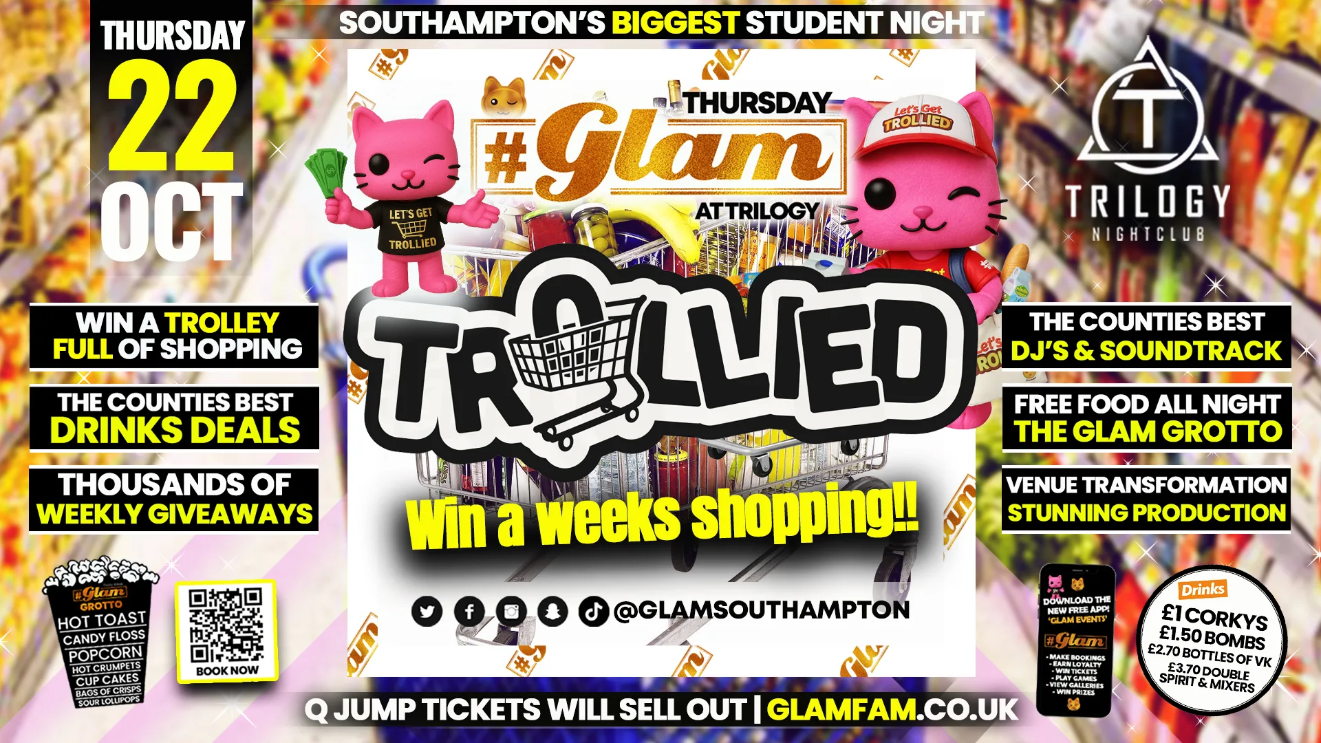 π» Glam Thursdays | π LET'S GET TROLLIED! π Win a weeks free shopping! Southampton's Best Student Night! π» Β£1 Shots All Night! π₯ at Trilogy nightclub