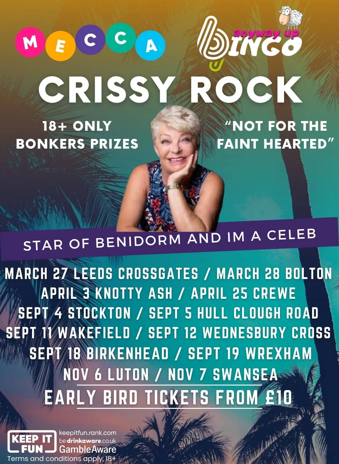 ANYWAY UP BINGO PRESENTS CRISSY ROCK LIVE AT MECCA HULL CLOUGH ROAD at Mecca Bingo Hull Clough