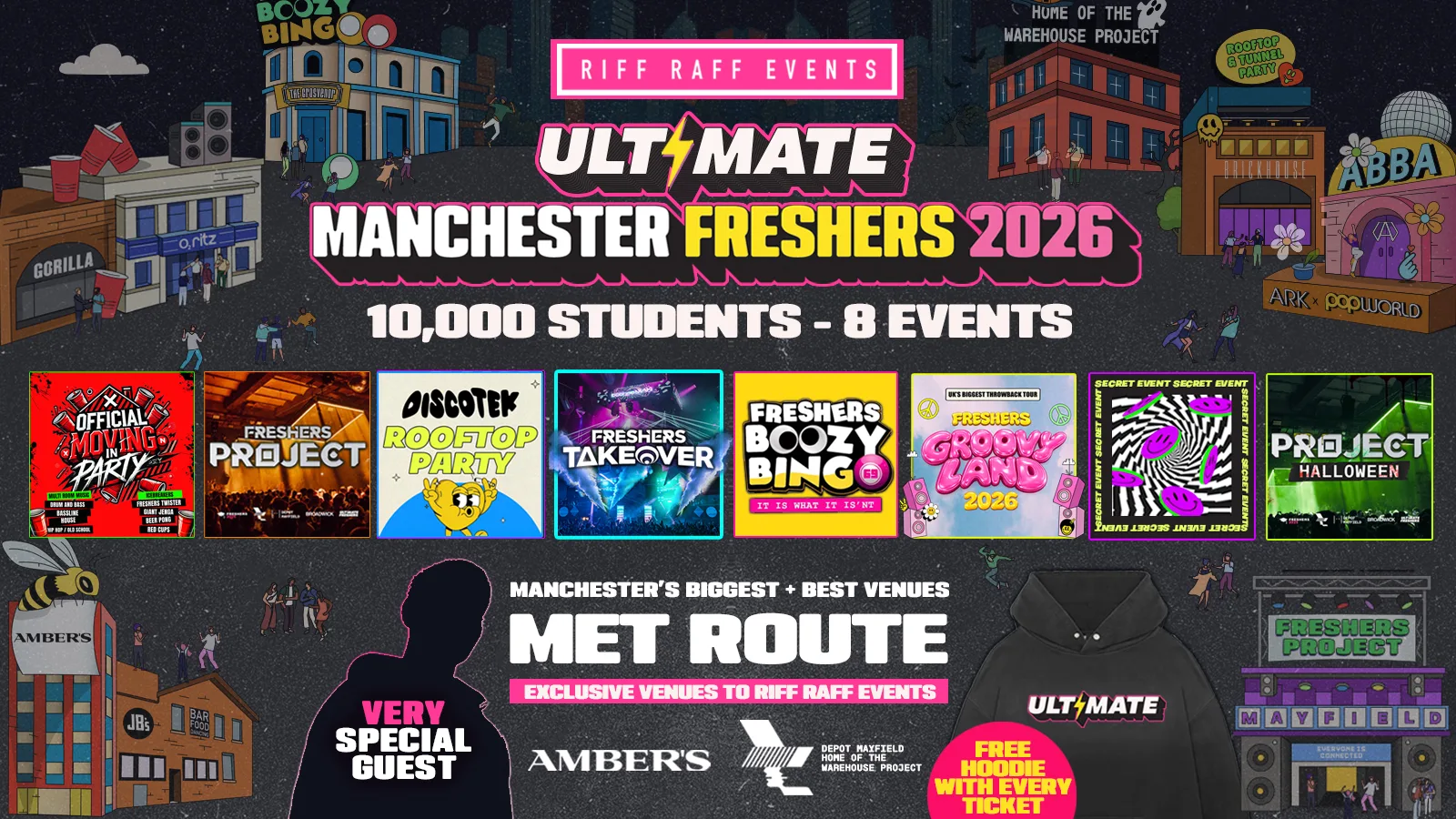 ULTIMATE RIFF RAFF FRESHERS 2026 ⚡️ MET ROUTE - Sold out 15 Years Running! 👕 FREE Hoodie + Huge Artist with Every Ticket! at Mayfield Depot Home of WHP, Ambers, Gorilla, Grosvenor, Ark, Kable, Brickhouse, Joshua Brookes