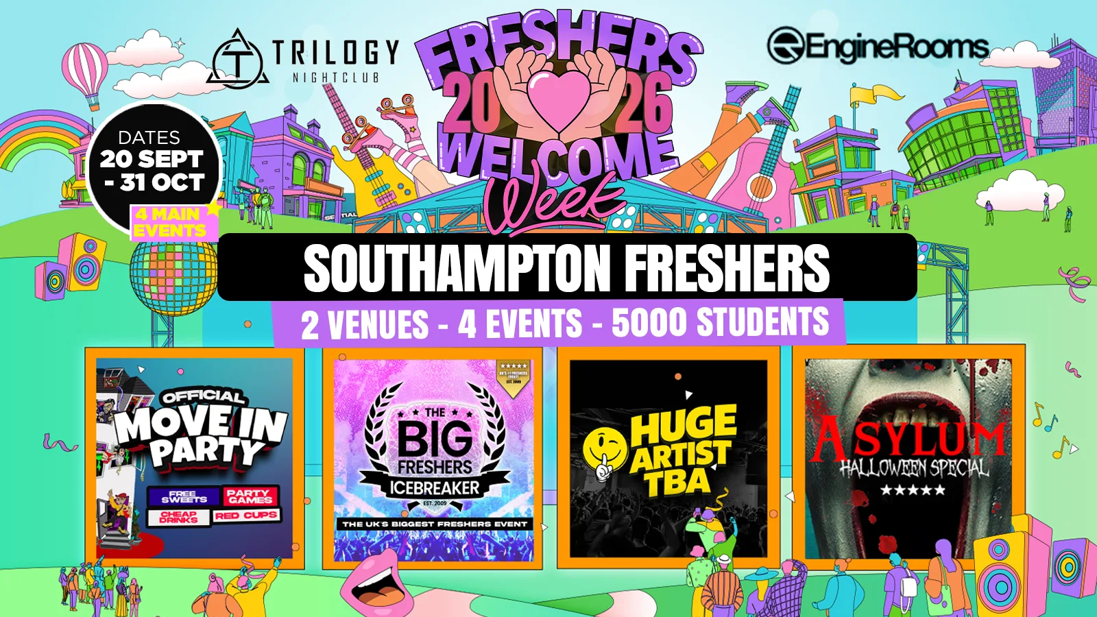 PAY DAY SALE FREE Q-SKIP 24 HRS ONLY 🚨 Southampton Freshers Welcome Week 2026 🎓 - UK Largest Freshers Events - Sold out 10 years Running 🏆