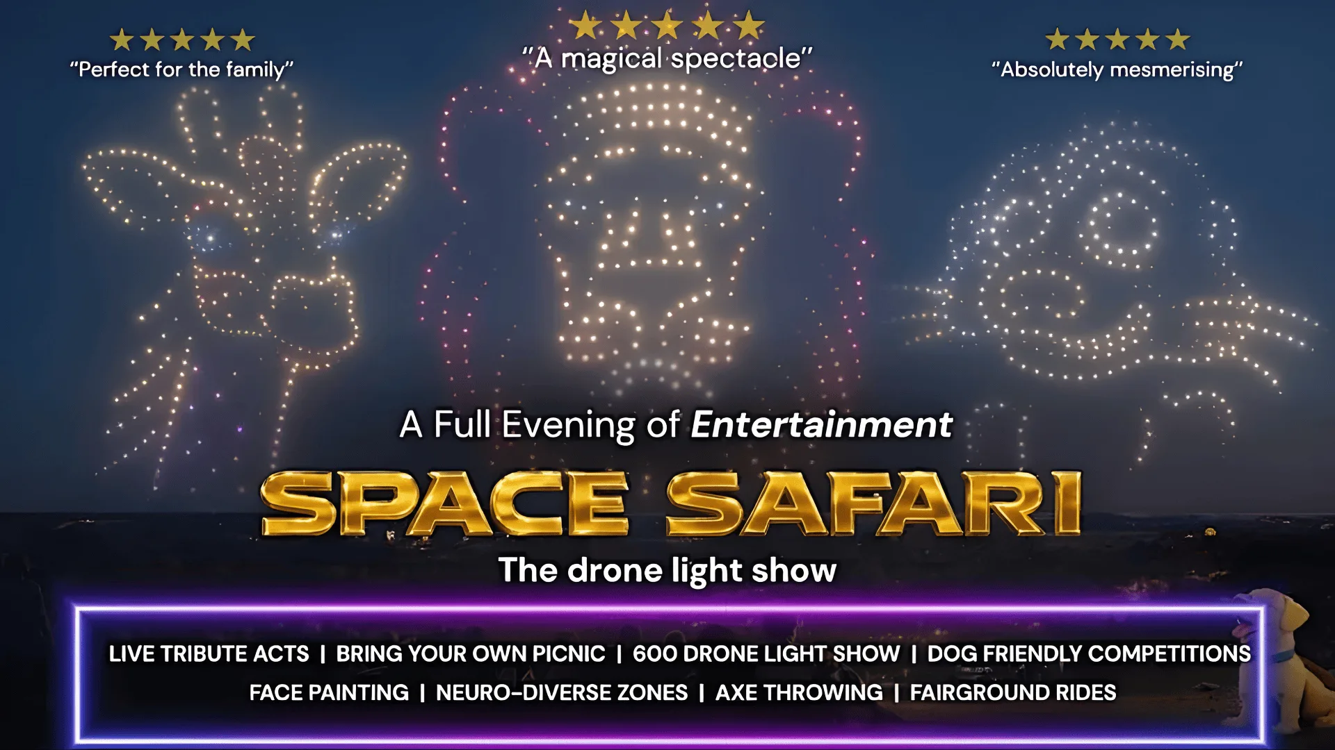 Space Safari Drone Light Show - Tunbridge Wells at Dunorlan Park