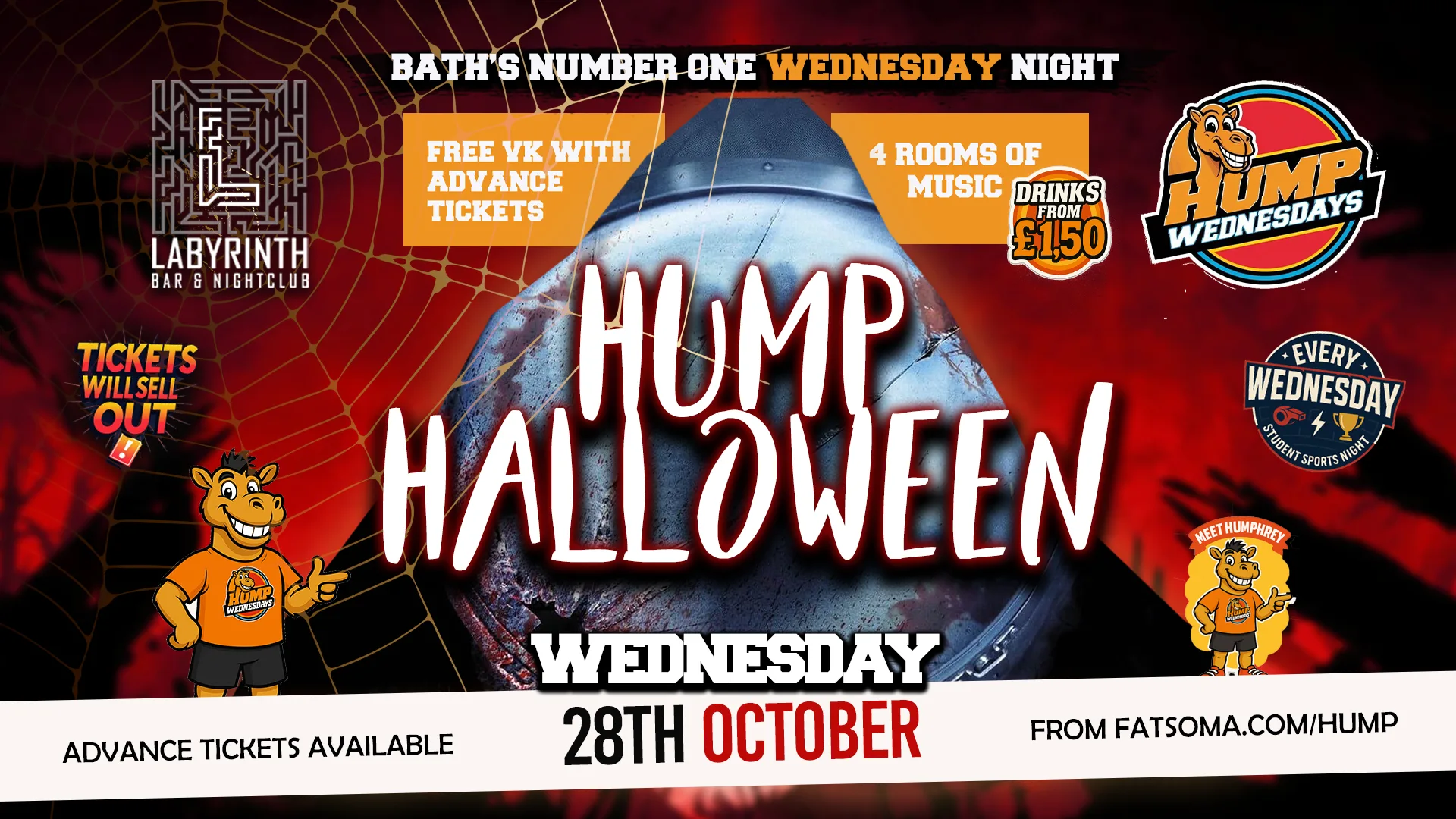 🐫 Hump Wednesdays | 🐈‍⬛ HALLOWEEN!!! 🎃 Bath's Number One Wednesday Night! at Labyrinth Bar & Nightclub