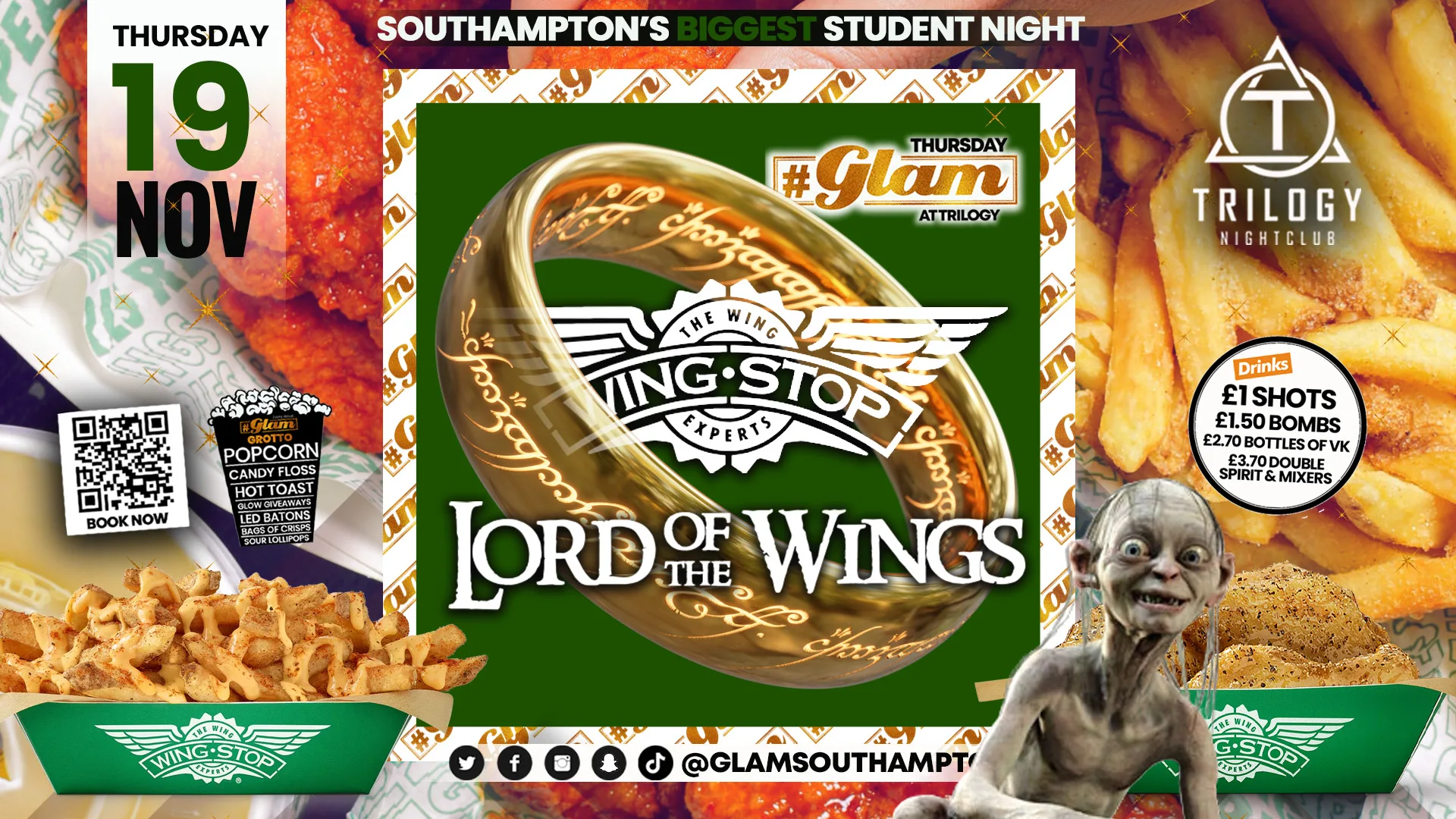 😻 Glam Thursdays | 😋🪽 LORD OF THE WINGS! 🪽😋 Southampton's Best Student Night! 😻 £1 Shots All Night! 🥃