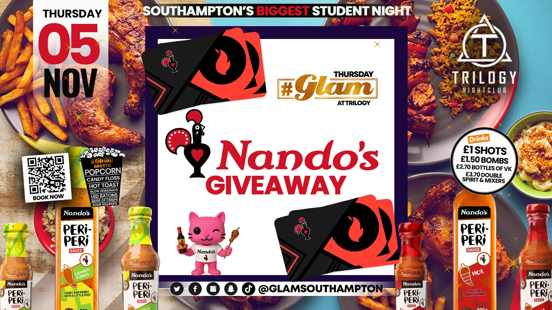 😻 Glam Thursdays | 🌶️ GLAM NANDOS!! 🌶️ Southampton's Best Student Night! 😻 £1 Shots All Night! 🥃