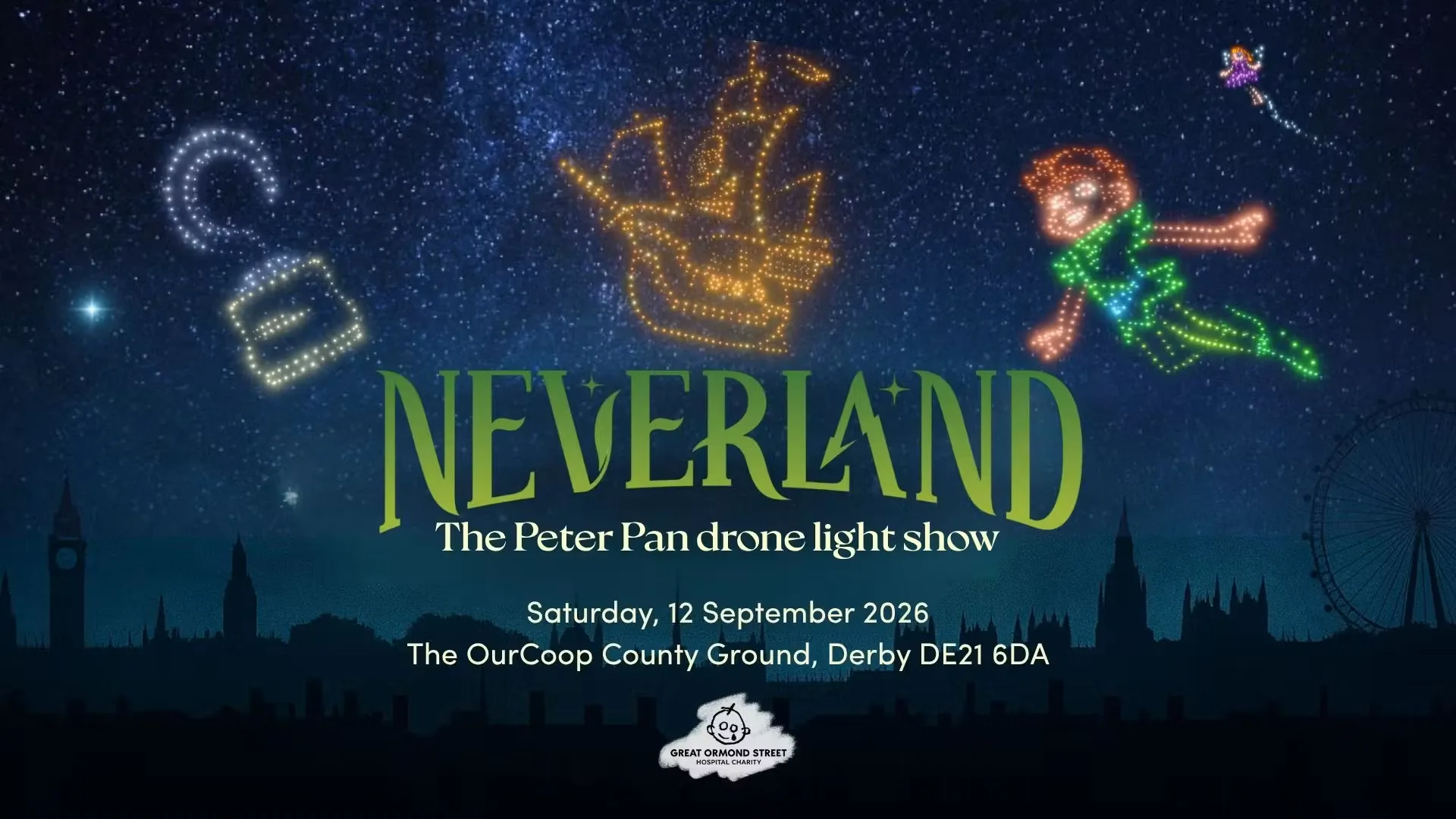 Neverland: The Peter Pan Drone Light Show - Derby at Derbyshire County Cricket Club
