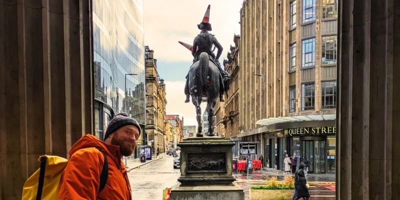 A Funny History of GLASGOW Walking Tour at Duke of Wellington Statue
