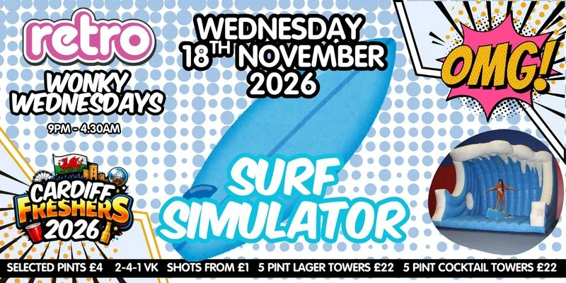 Freshers 2026 - Surf Simulator at Retro Cardiff