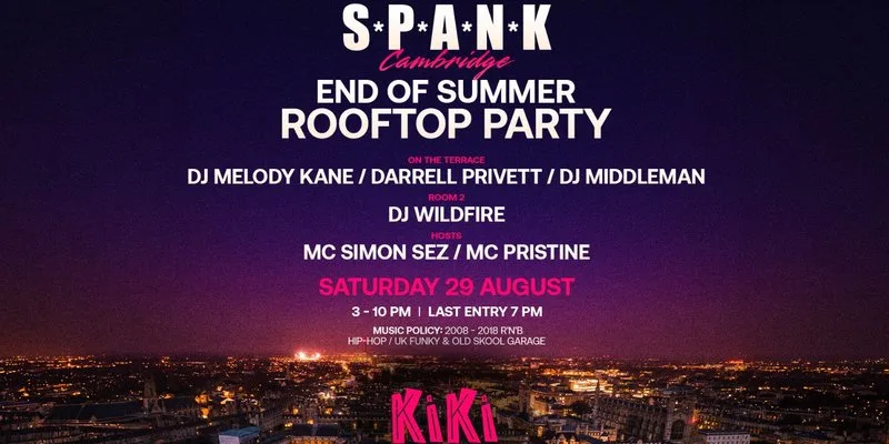SPANK END OF SUMMER ROOFTOP PARTY - SATURDAY 29TH AUGUST