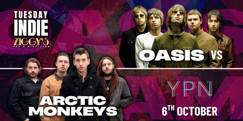 Tuesday Indie at Ziggys OASIS vs ARCTIC MONKEYS at Tuesday Indie at Ziggys York