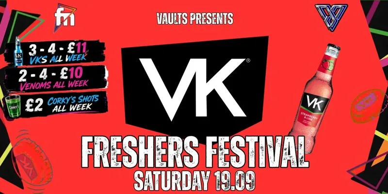 Saturday FRESHERS VK FESTIVAL at The Vaults, Exeter