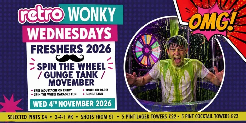 Freshers 2026 - Spin the Wheel / Gunge Tank / Movember at Retro Cardiff