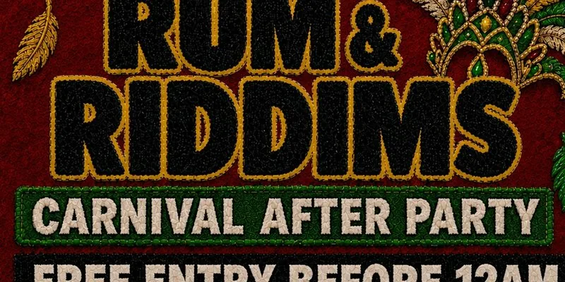 RUM & RIDDIMS – SUNDAY CARNIVAL AFTER PARTY | FREE ENTRY BEFORE 12AM at The Cornershop Bar