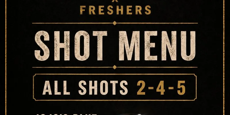 JoJo's X Freshers Shot Menu