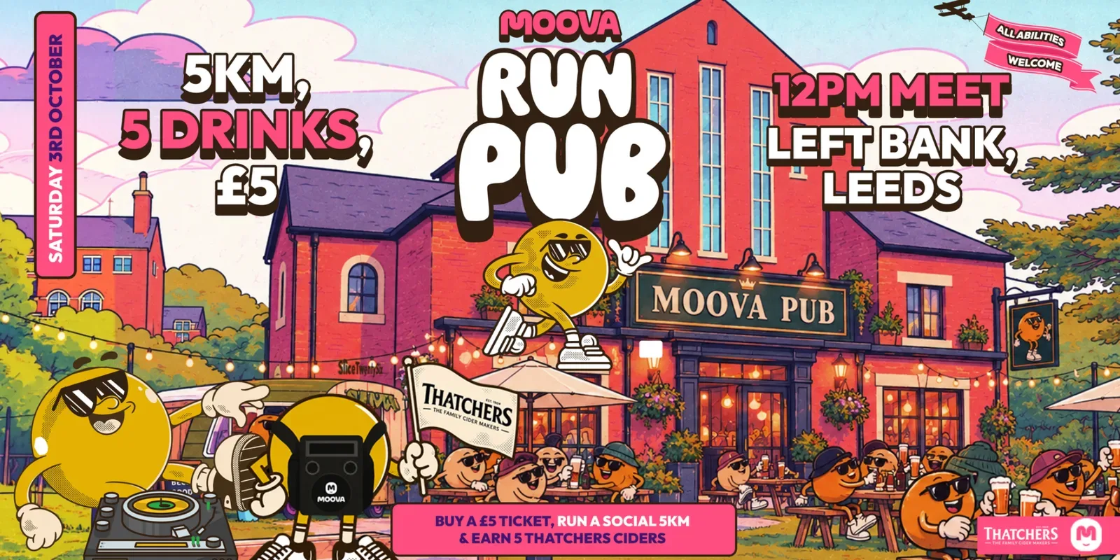MOOVA RUN PUB @ Left Bank - 5KM Run, 5 Drinks, £5 - Sat 3rd Oct at Left Bank Leeds